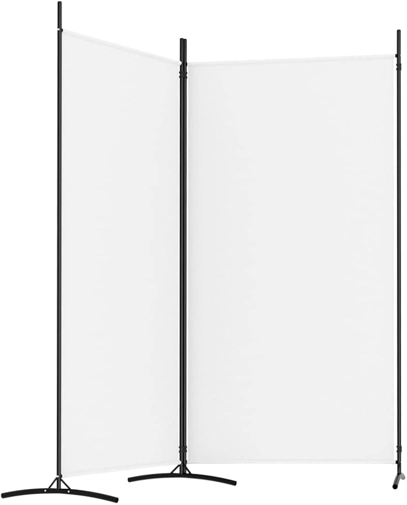 2-Panel Room Divider Living Room Bedroom Partition Privacy Protection Screen Room Separator Folding Dressing Wall Black Fabric