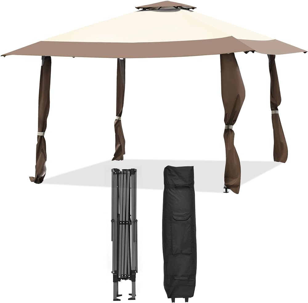393 cm Double-Tier Pop-Up Gazebo with Adjustable Height