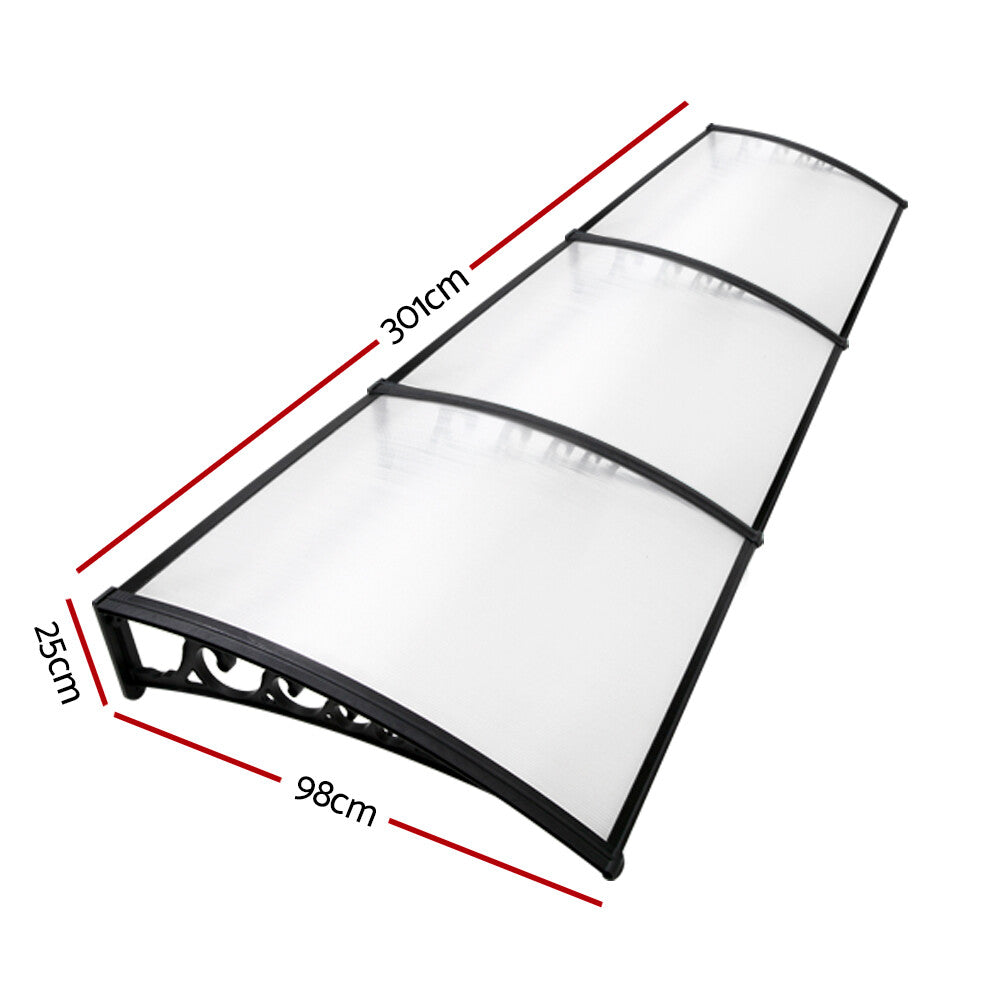 Window Door Awning 1mx3m Transparent