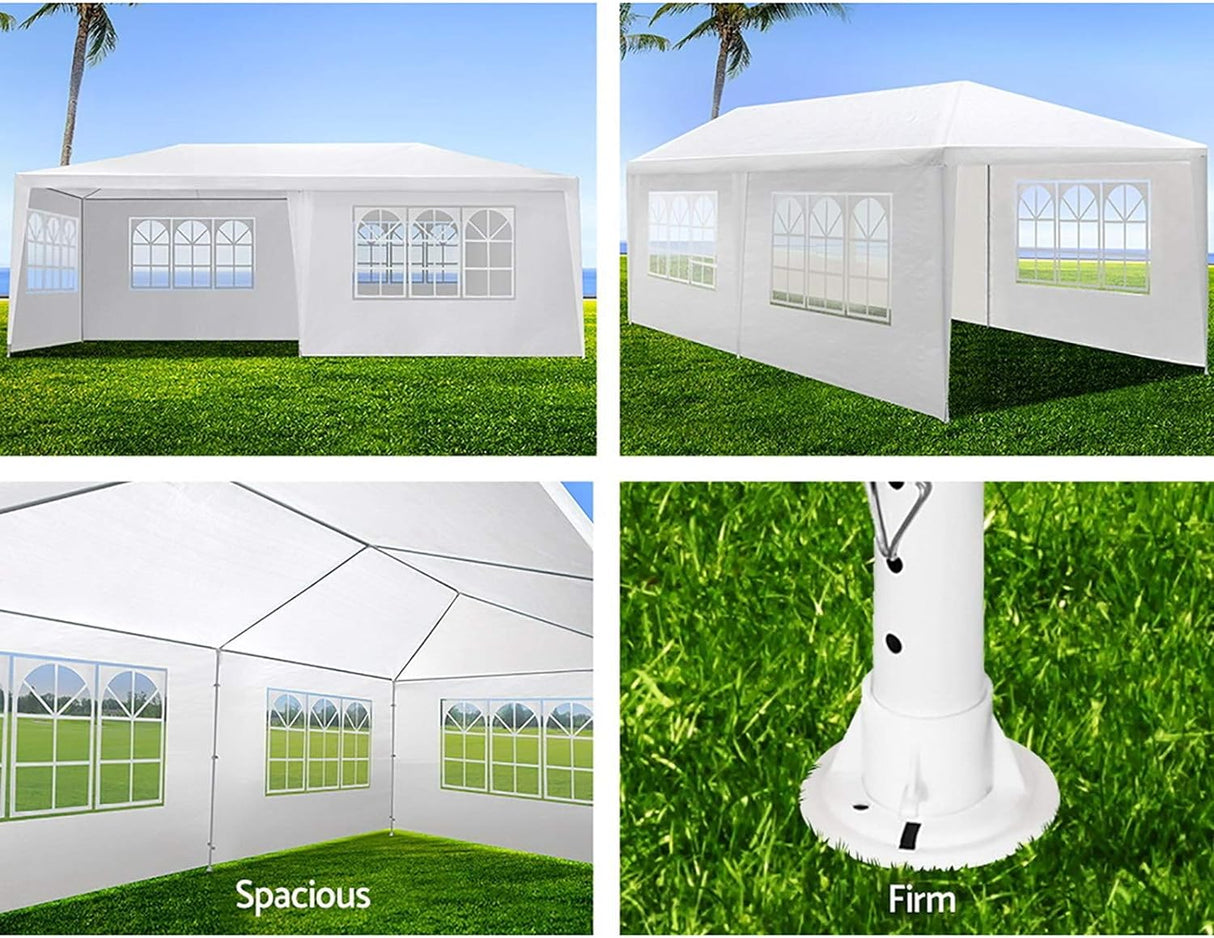 3x6 Marquee Gazebo, Camping Tent Wedding Gazebos Garden Shed Outdoor Party Canopy Patio Carport Car, White 4 Window Wall Carry Bag Water Resistant and UV