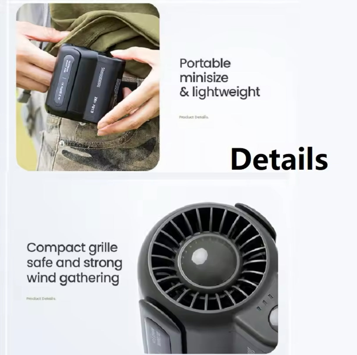 Hanging Waist Fans Under Shirt Fan Portable USB Charging Mini Clip on Waist Electric Fan Outdoor Camping Cooling Device