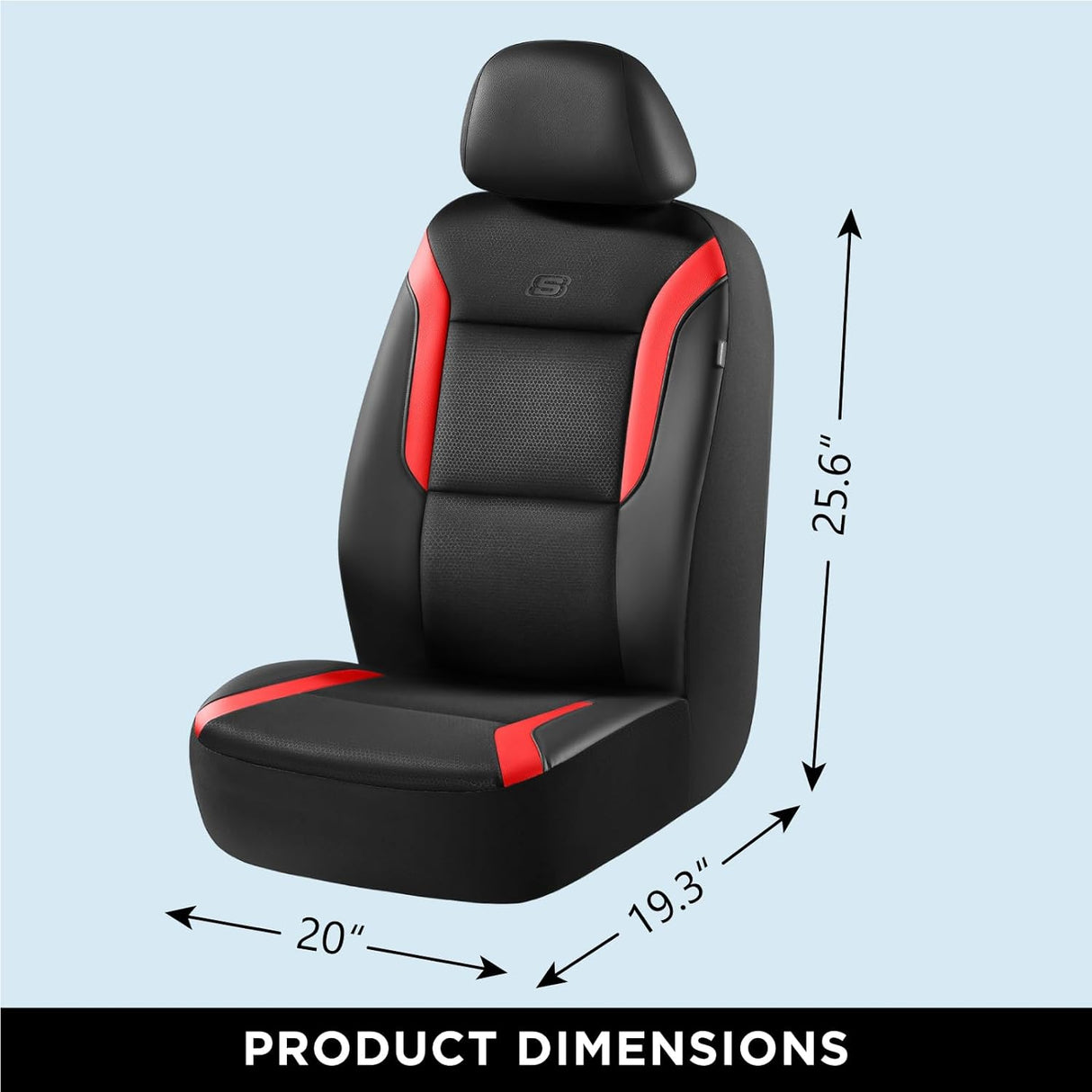 Memory Foam Car Seat Covers, Leather & Mesh Thick Protection, Black Front Cover, Airbag Compatible, Automotive Comfort & Protection for Most Cars, Trucks, SUVs, Black & Memory Foam (SK01055)