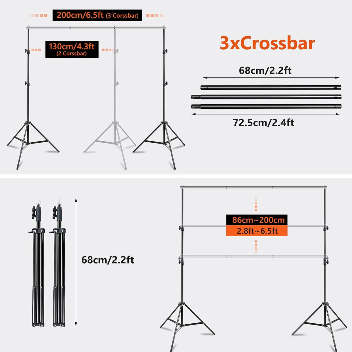 Softbox Lighting Kit Professional 2x85W Photography Video Studio Lighting Kit+Adjustable 2x2m Photography Backdrop Stand Kit with 4X 1.6x3m Backdrop Screen Background,4 Clamps and Carry Bag