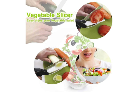 Trendy Clever Crazy Cutter 2-in-1 Knife Cutting Board Scissors Tool Food Chopper