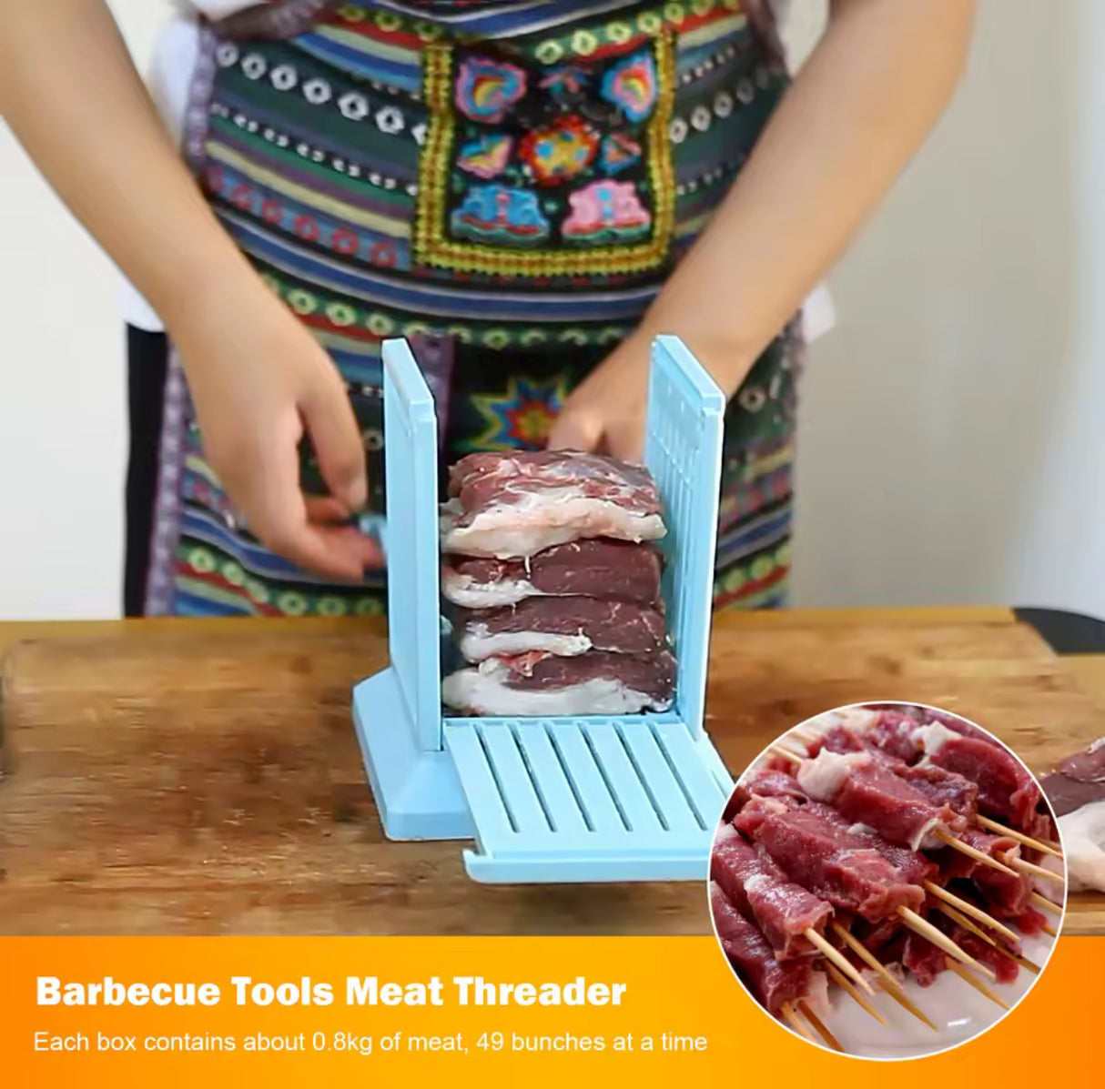 49 Holes Kebab Maker Box Portable Meat Skewer Maker Box Detachable Kebab Maker Tool Multifunction for Camping Barbecue