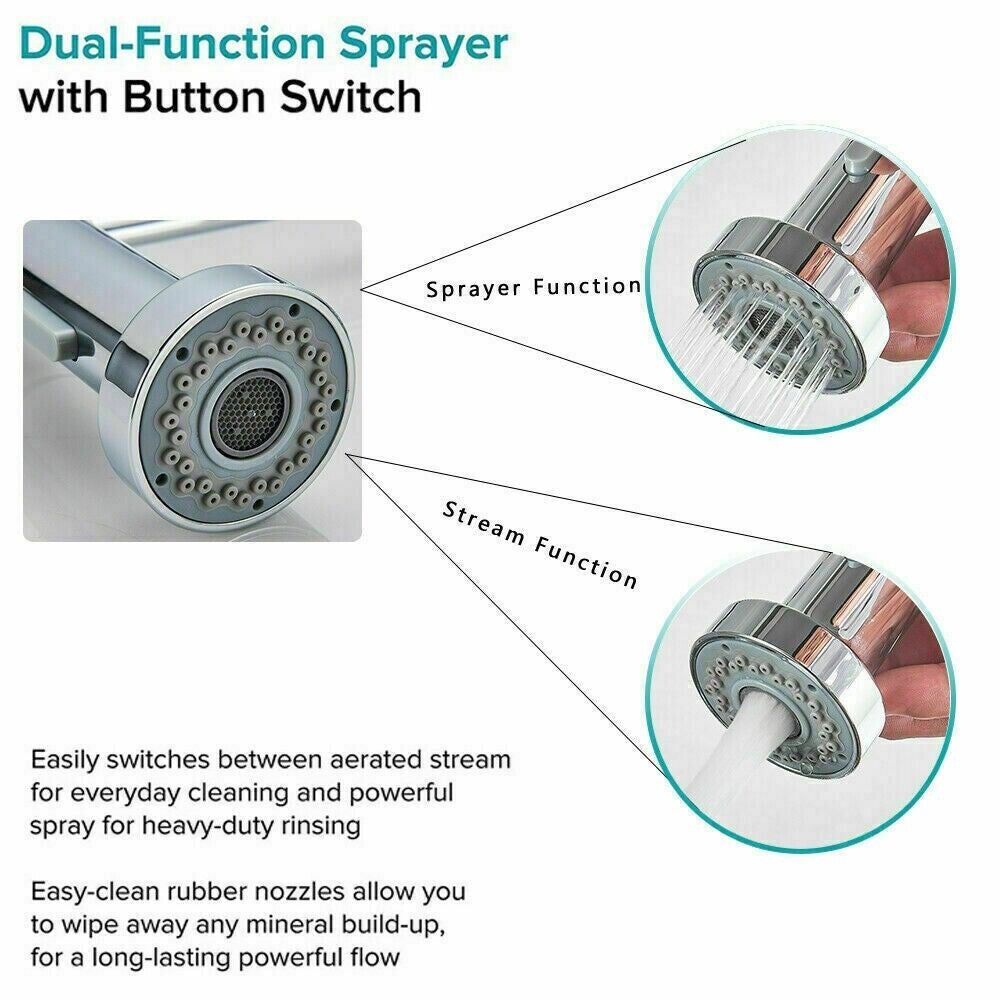 Kitchen Sink Mixer Taps Pull Out Laundry 360° Swivel Faucet Tap Black AU