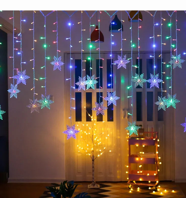 Solar Snowflake Lights Outdoor for Xmas Garden Patio Party Home Holiday New Year Celebration Decor