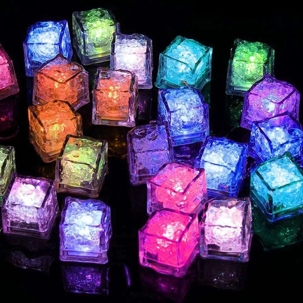 6/12PCS Kids Bath Toy Simulation Ice Cube Liquid Water Sensor Reusable Glowing Flashing Ice Cube for Bathtub, Swimming Pool