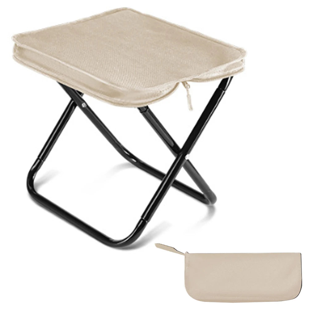 Portable Foldable Backpack Stool Lightweight Camping Picnic Fishing Chair with Mesh Bag Outdoor Adventure Seat for Hiking Travel