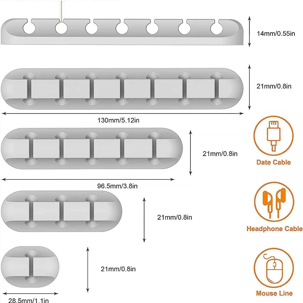 Self-Adhesive Silicone Cable Organiser – 3, 5 or 7 Slots