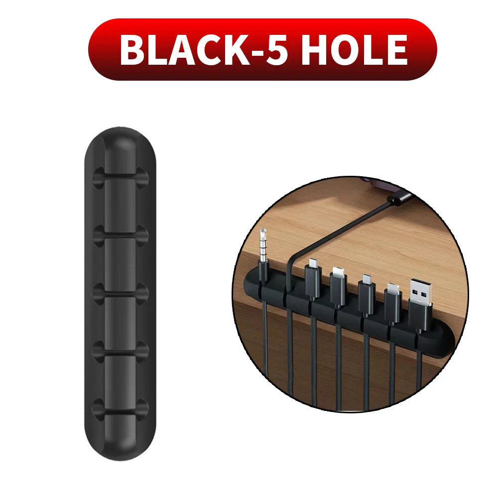 Cable Cord Wire Organizer Silicone USB Cable Winder Management Clips Self Adhesive for Mouse Keyboard Headset For iPhone Huawei