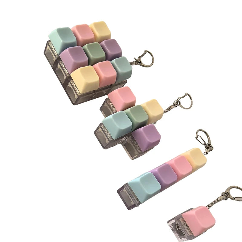 1/4/5/9 Keyboard Fidget Keychain, Keyboard Fidget Decompression Toy, Mechanical Keyboard Fidget Clicker, Stress Relief Button