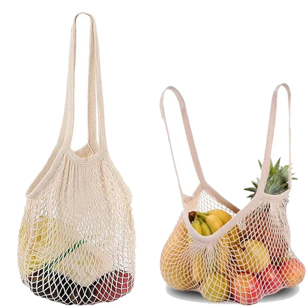 1/2pcs Cotton String Shopping Tote Bags Fruit Vegetable Storage Organizer Reusable Washable Grocery Eco Friendly Mesh Bags