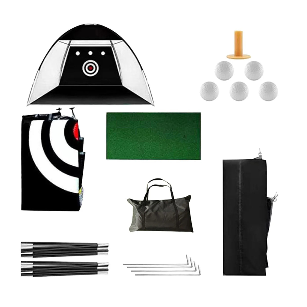 Golf Practice Tent Net 10x7ft Practice Net With Triturf Mat Golf Hitting Aid For Backyard Home Sports Equipment Chipping Swing