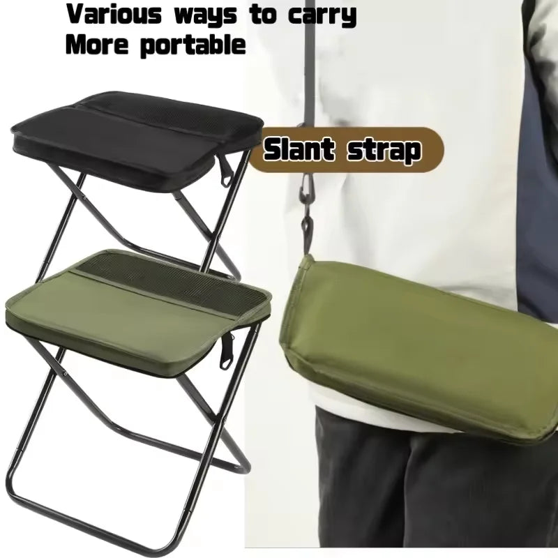 Portable Foldable Backpack Stool Lightweight Camping Picnic Fishing Chair with Mesh Bag Outdoor Adventure Seat for Hiking Travel