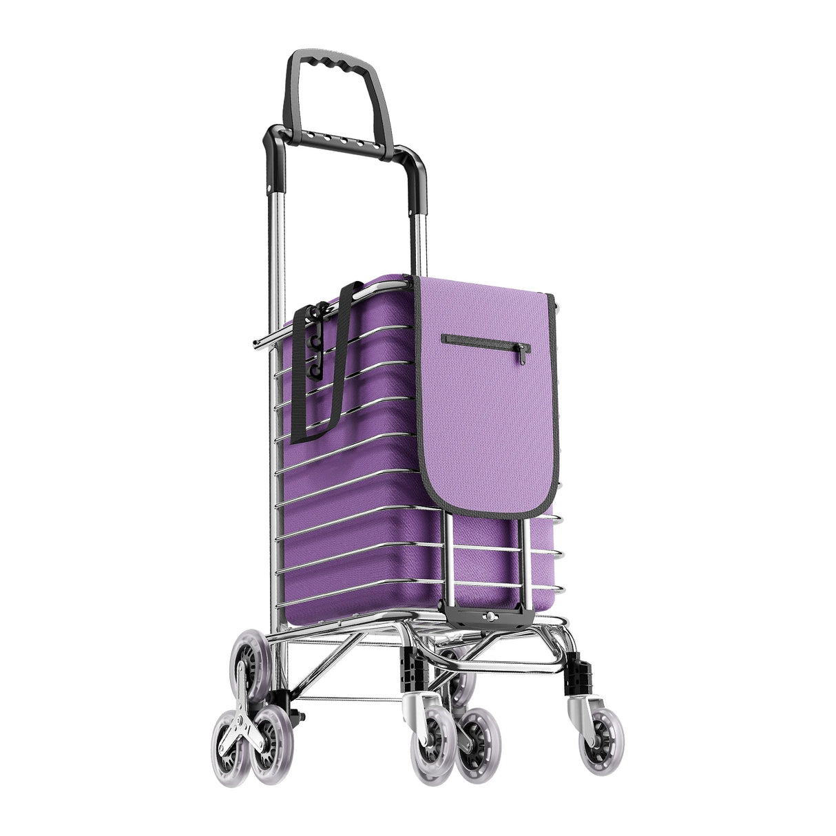 Foldable Shopping Cart with Wheels, 40kg Capacity Portable Grocery Trolley for Supermarket Market Travel Stair Climbing