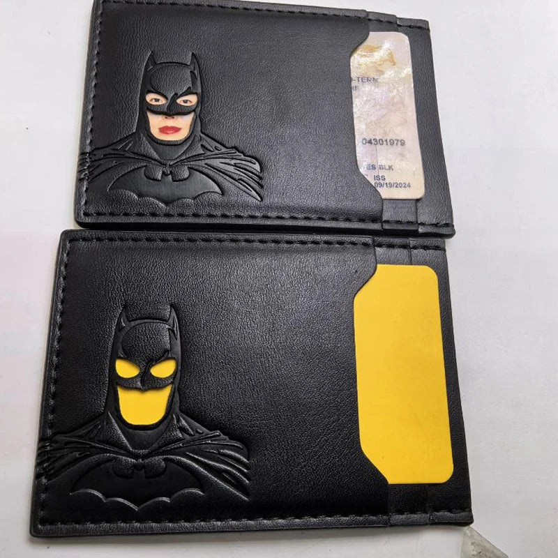 Leather Bat Wallet Personalized Superhero Mask Card Holder Bat ID Heroic Wallet Gift Unisex
