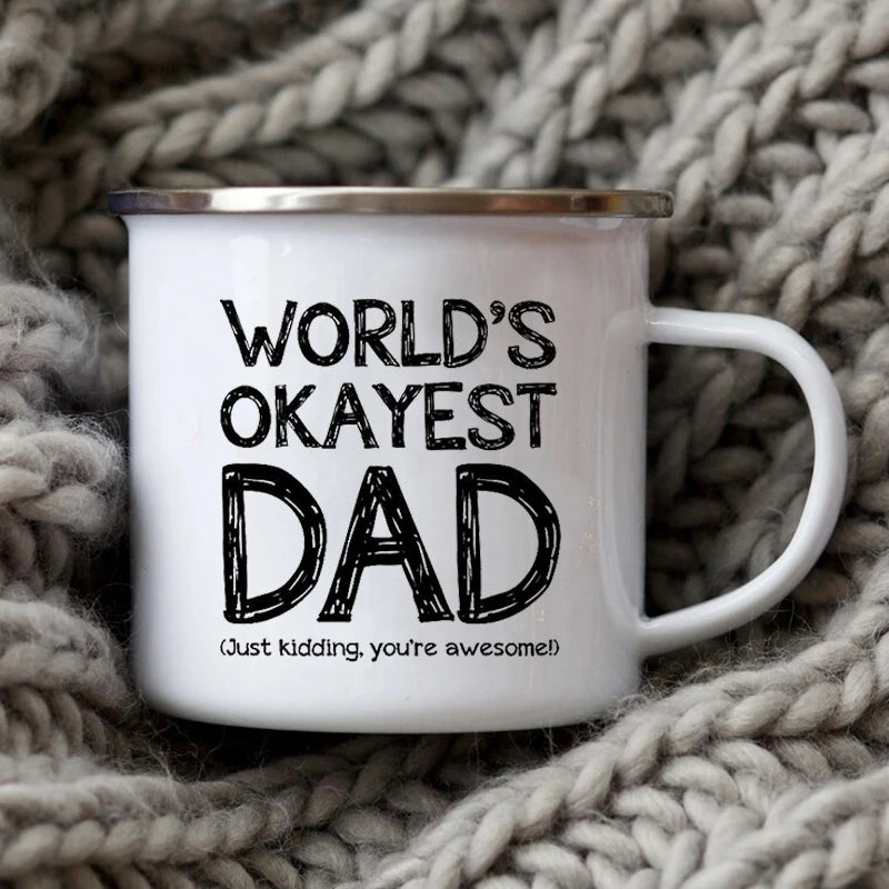 Dad Nutritional Facts Coffee Mug Enamel Cup for Papa Daddy Stepdad Father’s Day Gift Best Dad Ever Cups Dad Gifts From Kids
