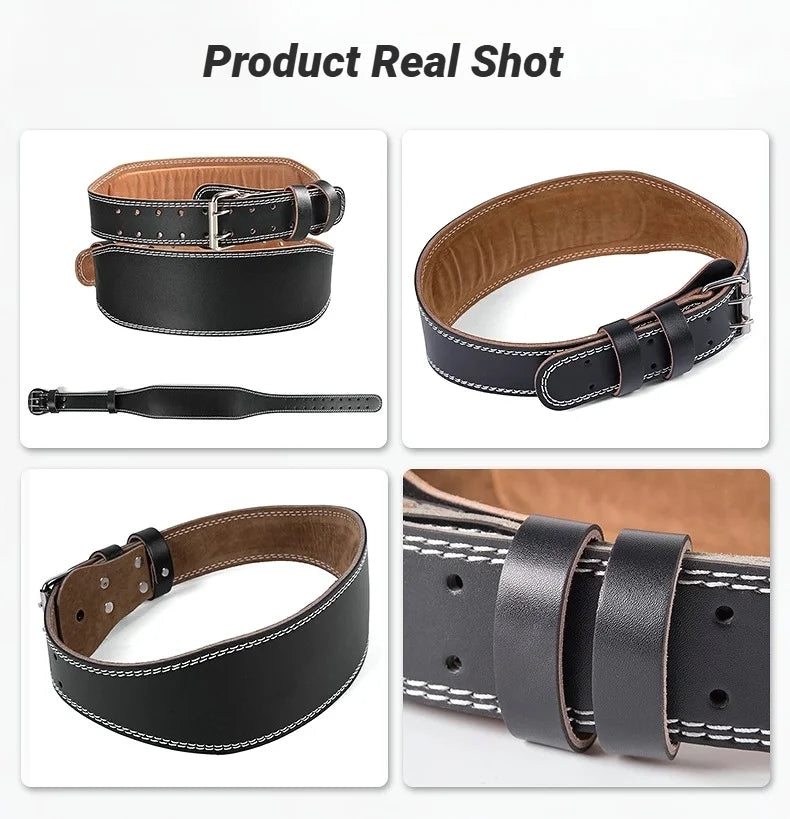 Professional Waist Support Sports Safety Belt Protection Fitness Deep Squat Weightlifting Training Cowhide Weightlift Deadlift