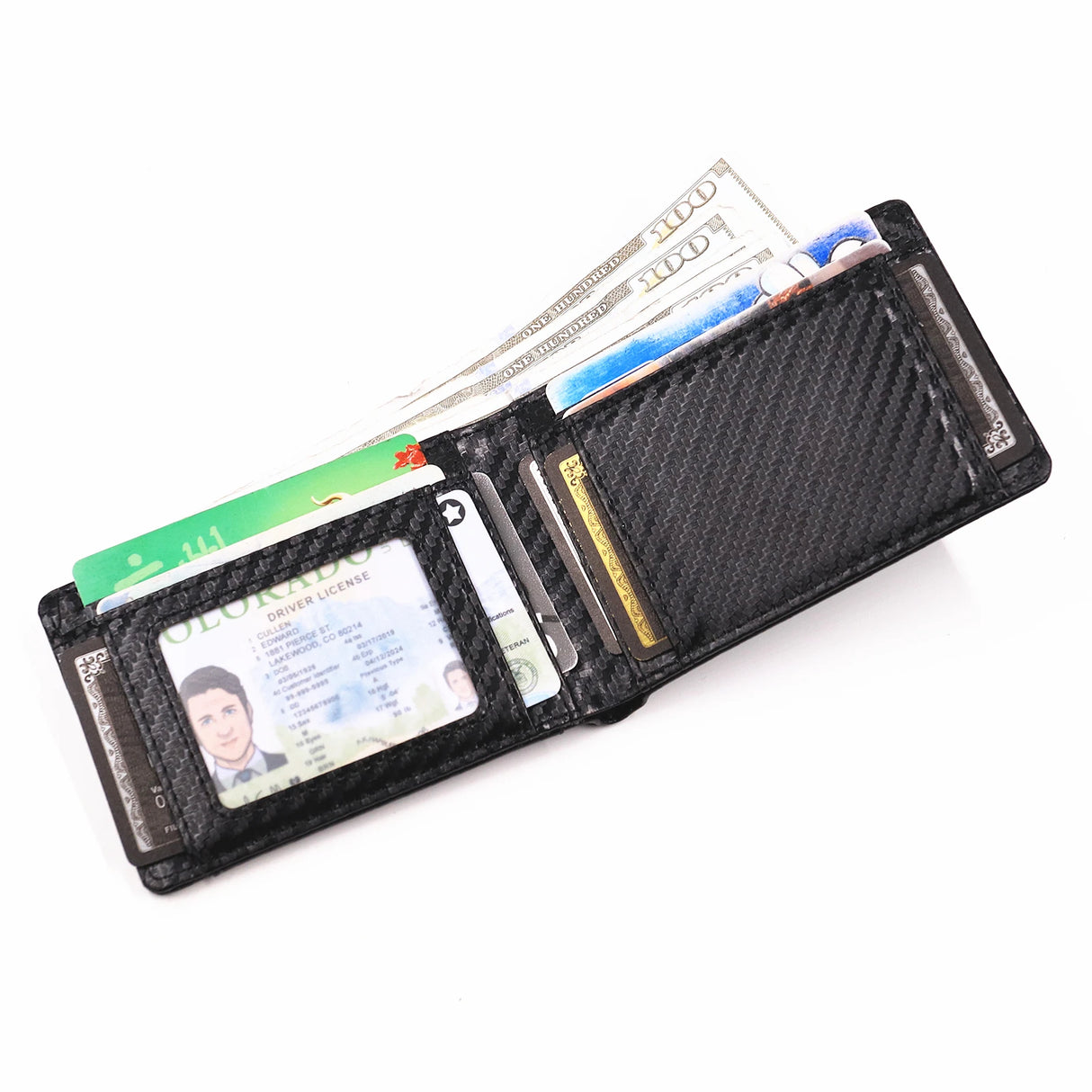 Leather Bat ID Wallet Slim Bifold Credit Card Holder Case With Cutout Superhero Face Eyes Mask Gift