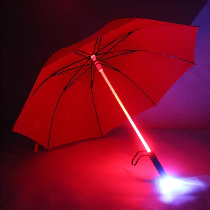 LED Light Up Umbrellas with Flashlight Handle, Clear, Black, Gray, Red