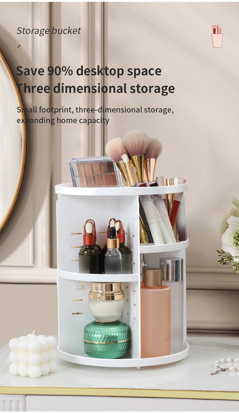 360 Degree Rotating Makeup Storage Box Rotating Layer Transparent Desktop Organizer Home Dresser Perfume Skin Care Shelf