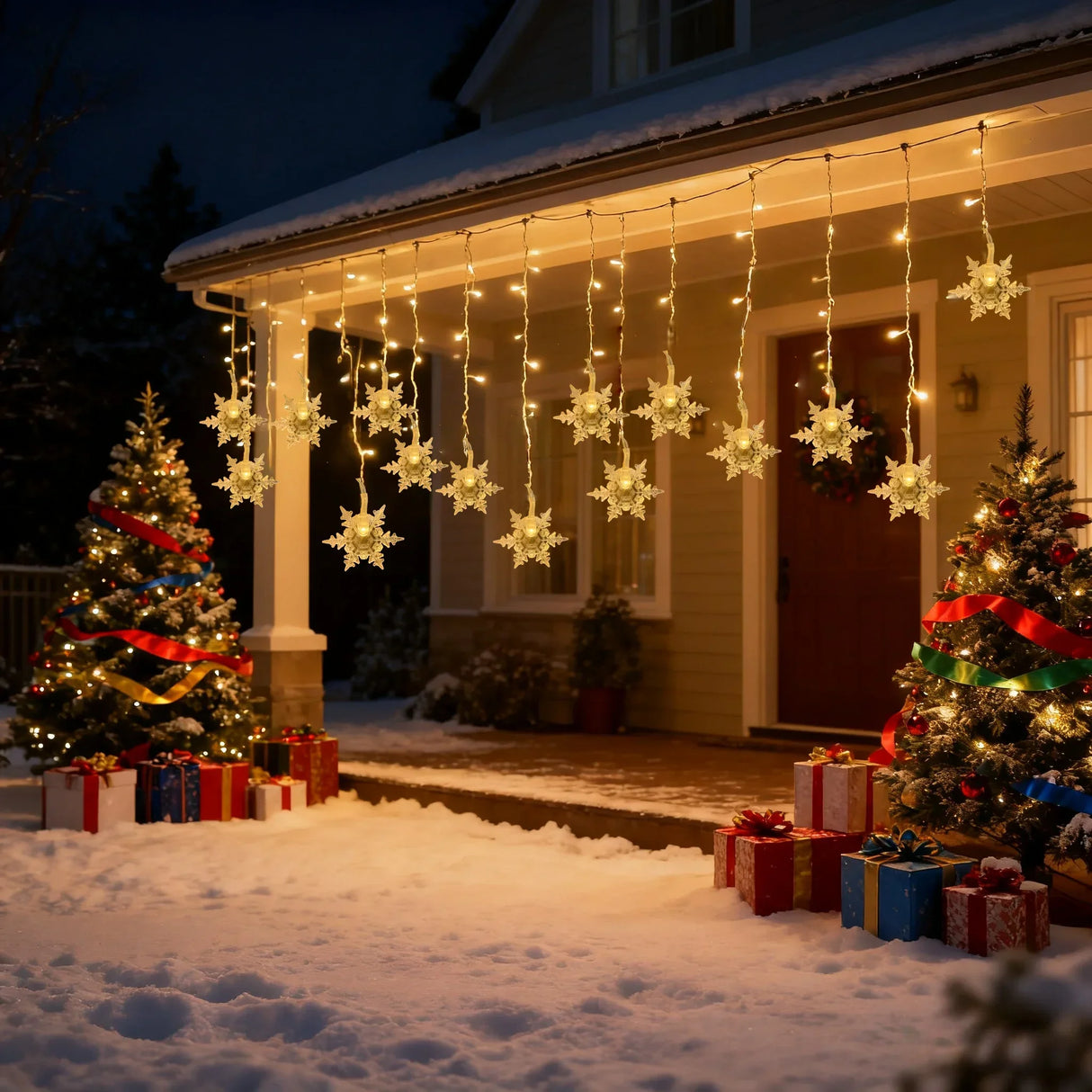 Solar Snowflake Lights Outdoor for Xmas Garden Patio Party Home Holiday New Year Celebration Decor