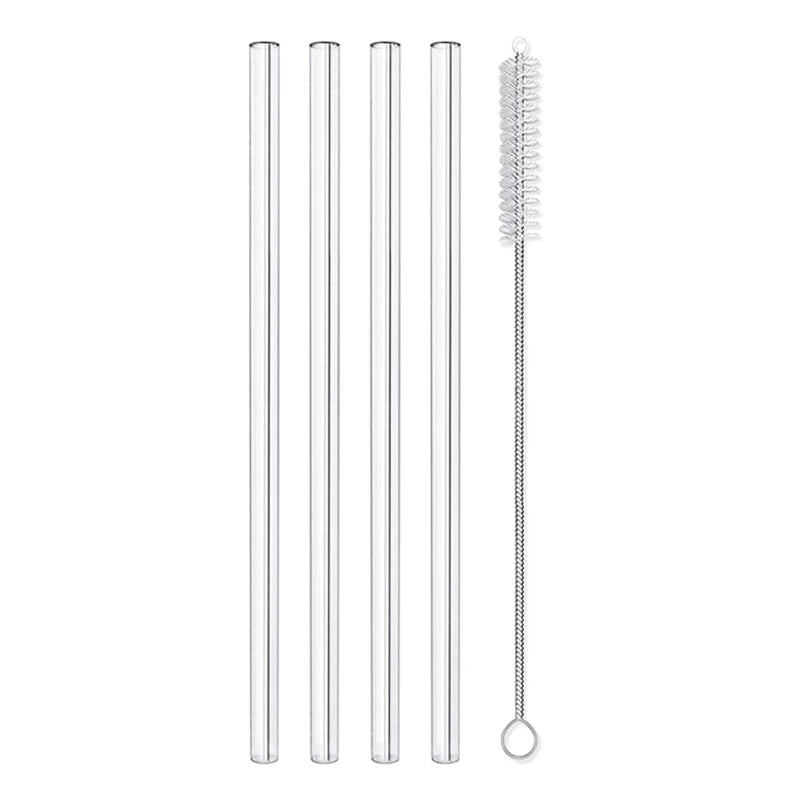 4/8Pcs Reusable Glass Straws Clear Glass Drinking Straws 8 Inch 8mm Tubes Juice Smoothie Tea Straws Glasses Straw Set for Drinks