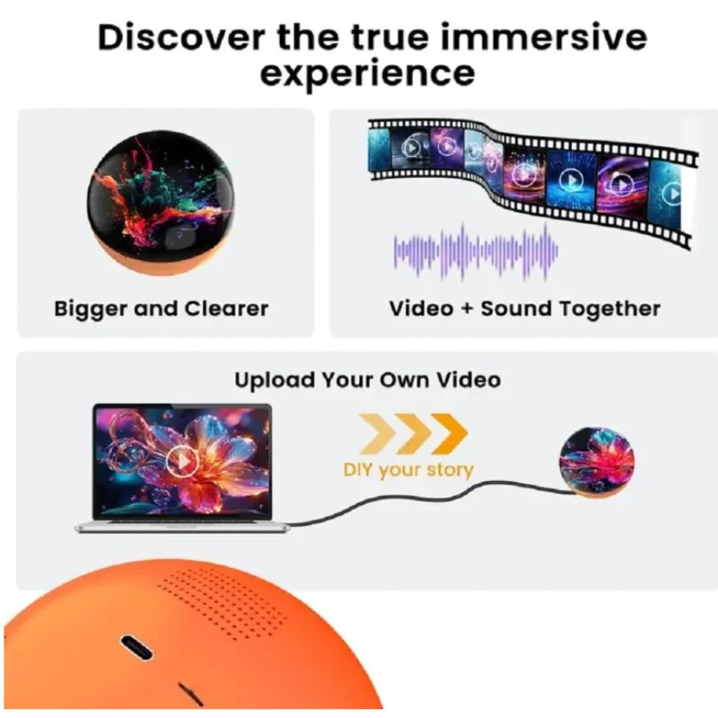 Customizable video glass ball DIY art glass ball lamp - spherical pixel display, detachable video and sound game screen