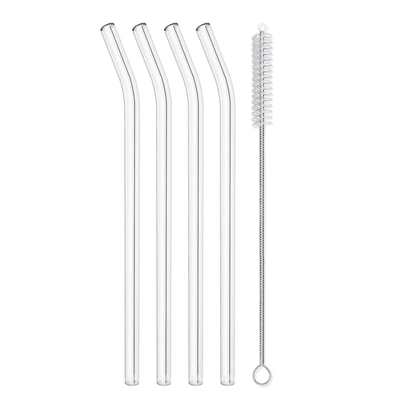 4/8Pcs Reusable Glass Straws Clear Glass Drinking Straws 8 Inch 8mm Tubes Juice Smoothie Tea Straws Glasses Straw Set for Drinks
