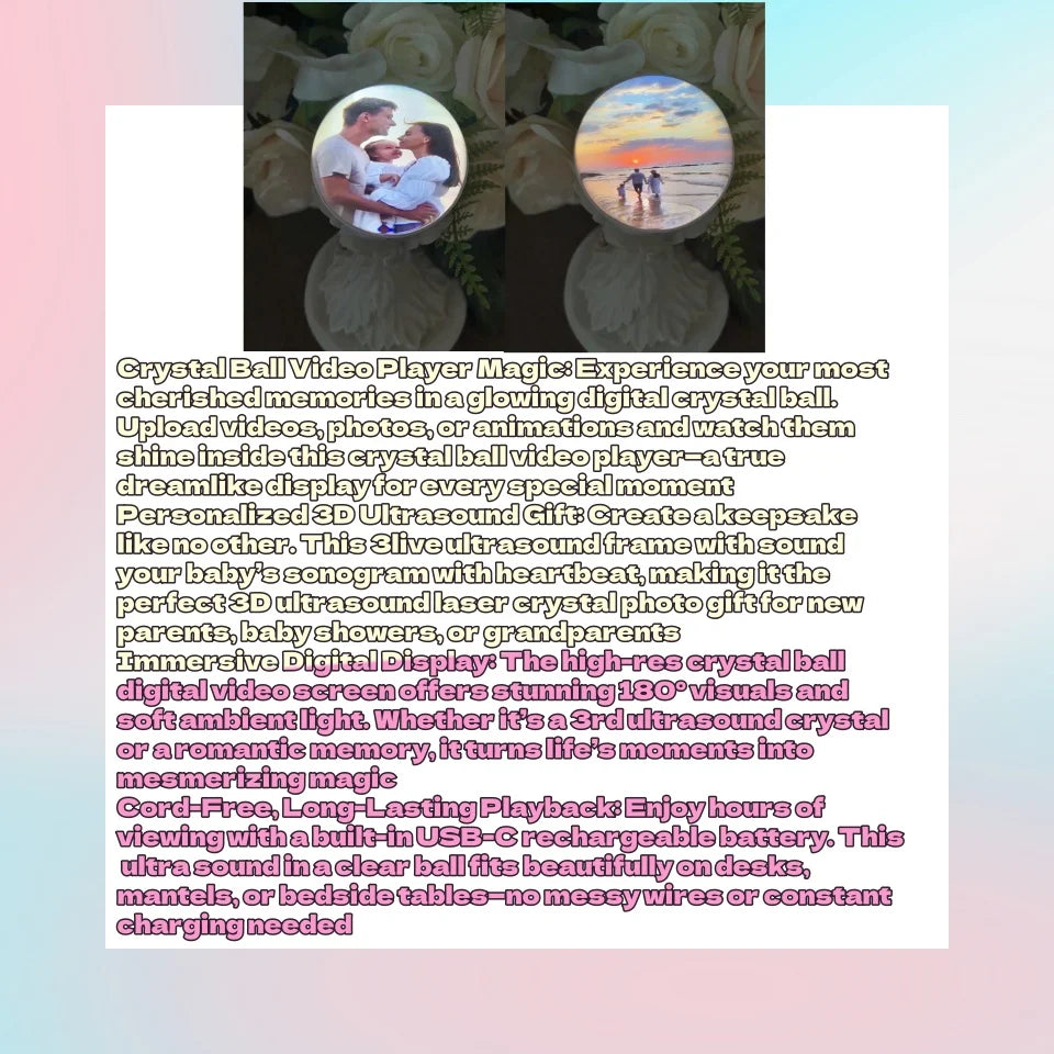 Customizable video glass ball DIY art glass ball lamp - spherical pixel display, detachable video and sound game screen