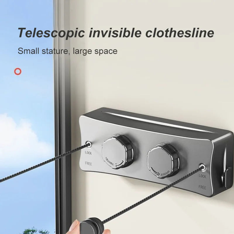 Non perforated invisible retractable drying rope for hanging clothes on the balcony and shrinking drying racks in the bathroom