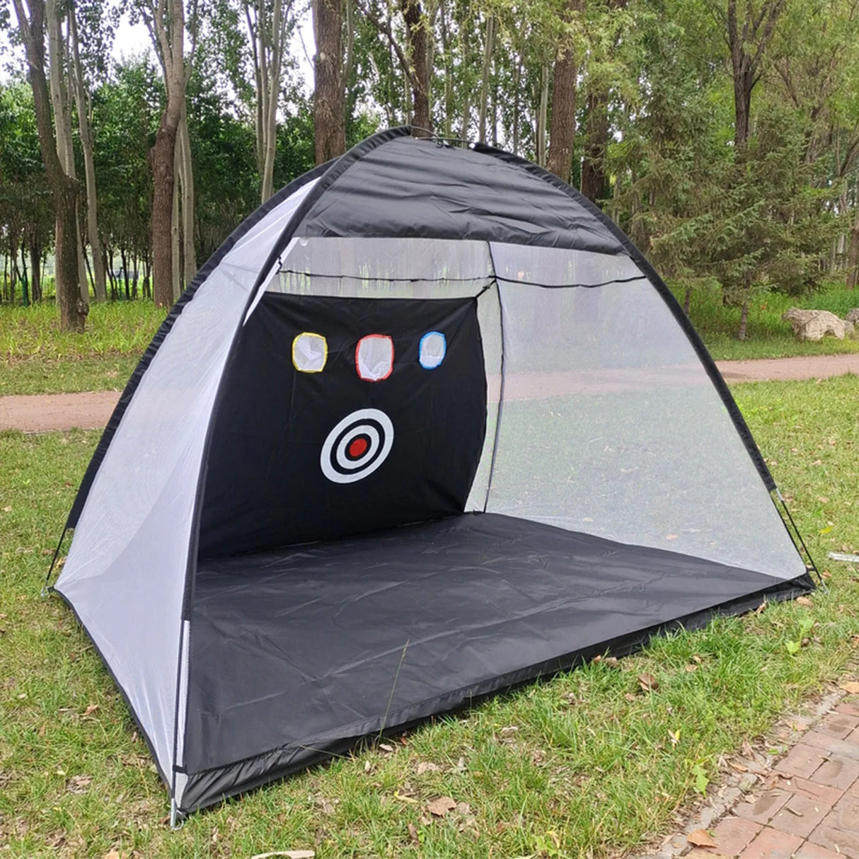 Golf Practice Tent Net 10x7ft Practice Net With Triturf Mat Golf Hitting Aid For Backyard Home Sports Equipment Chipping Swing