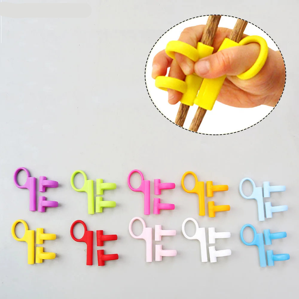 Children's Chopsticks Finger Sleeve Sticks Wood Cartoon Learning Reusable Training Helper Home Products Detachable Adjustable