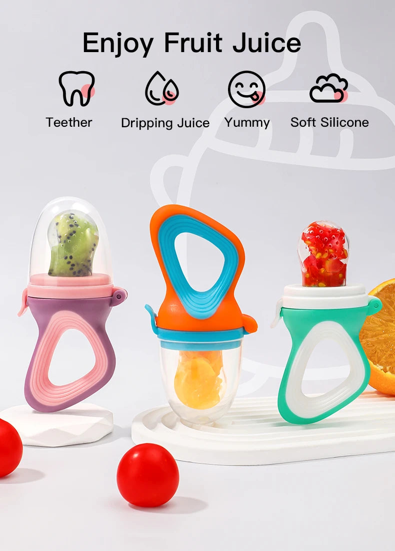 Infant Baby Food Fruit & Vegetable Pacifier, Baby Feeder with Medium Mesh Bag Food Grade Liquid Silicone Yummy Nourishment Feeding