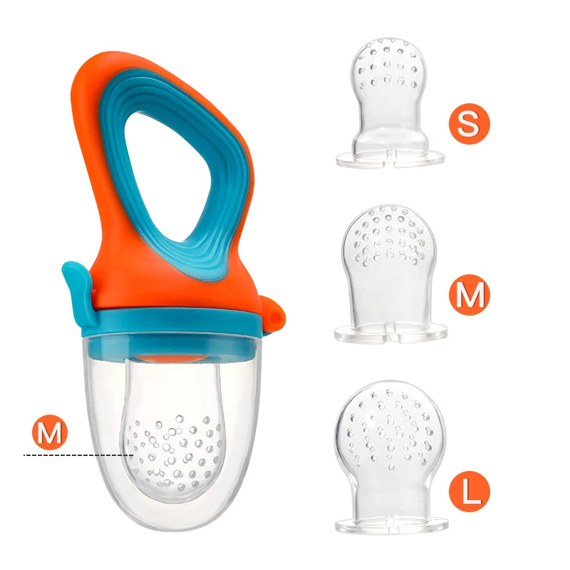 Infant Baby Food Fruit & Vegetable Pacifier, Baby Feeder with Medium Mesh Bag Food Grade Liquid Silicone Yummy Nourishment Feeding