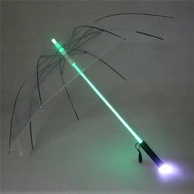LED Light Up Umbrellas with Flashlight Handle, Clear, Black, Gray, Red