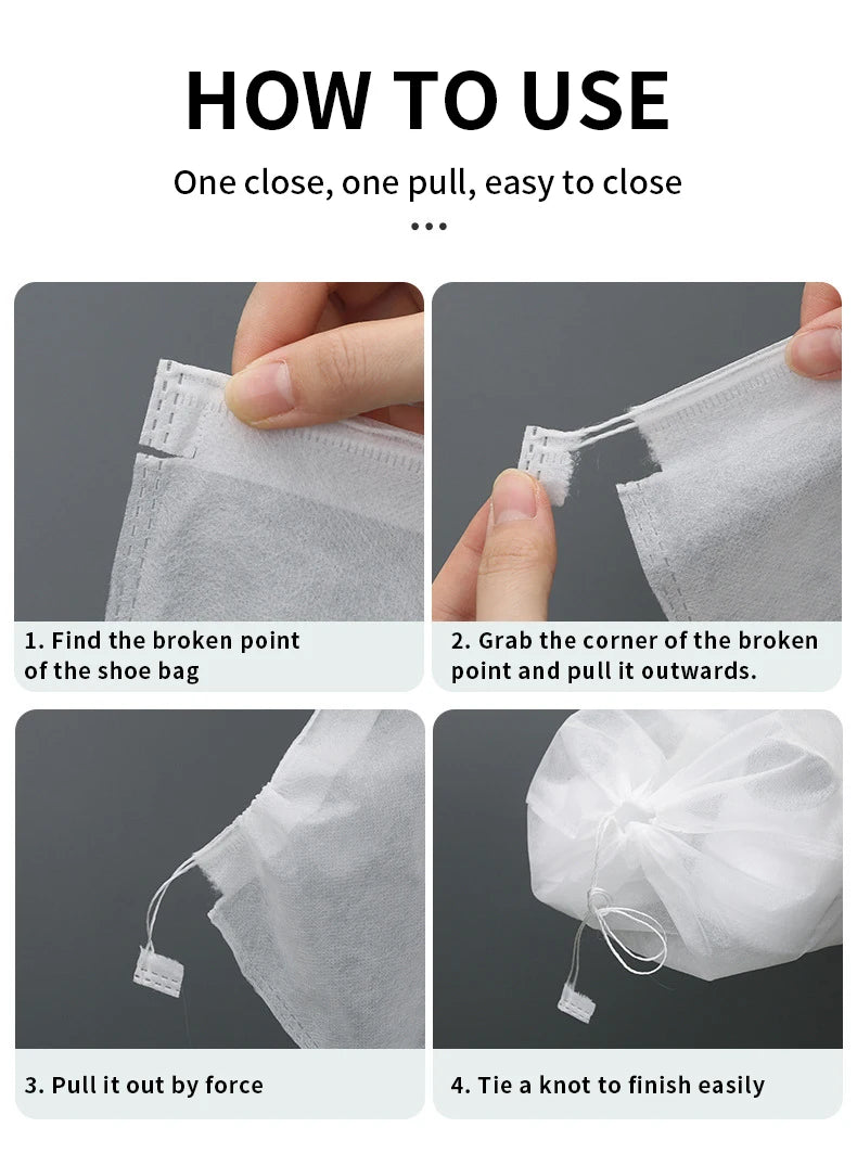 Portable Shoe Storage Drawstring Eco Storage Bag for Sundries Non-woven Bag Cover Anti-yellow White Shoe Dustproof Shoe Cover