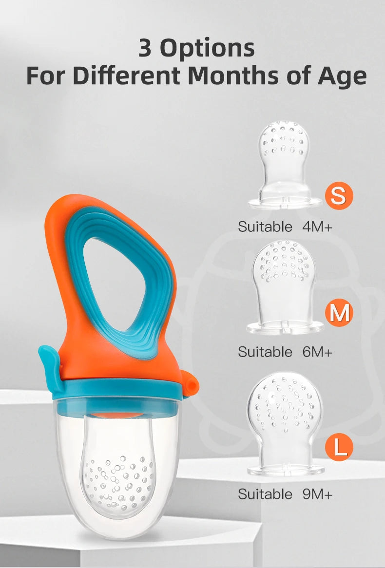 Infant Baby Food Fruit & Vegetable Pacifier, Baby Feeder with Medium Mesh Bag Food Grade Liquid Silicone Yummy Nourishment Feeding