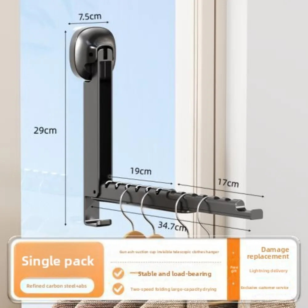 Folding Wall-mounted Clothes Drying Rack with Suction Cup Foldable Retractable Portable Clothes Drying Folding Clothes Racks