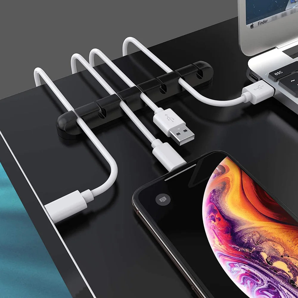 Cable Cord Wire Organizer Silicone USB Cable Winder Management Clips Self Adhesive for Mouse Keyboard Headset For iPhone Huawei
