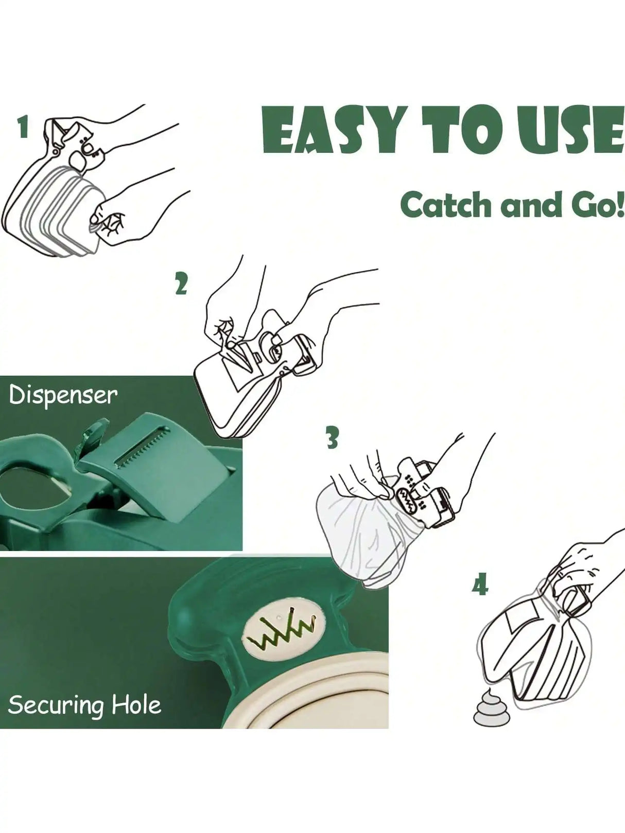 Pooper Scooper, Portable and Handheld Size for Walking Large and Small Dogs Outside Yard or Travel Outdoors, Pup Poop Scoop with