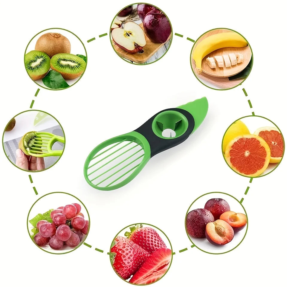3-in-1 Avocado Peeler, Slicer, and Corer Multifunctional Kitchen Tool for Easy Fruit Prep, Durable Plastic, Ergonomic Handle