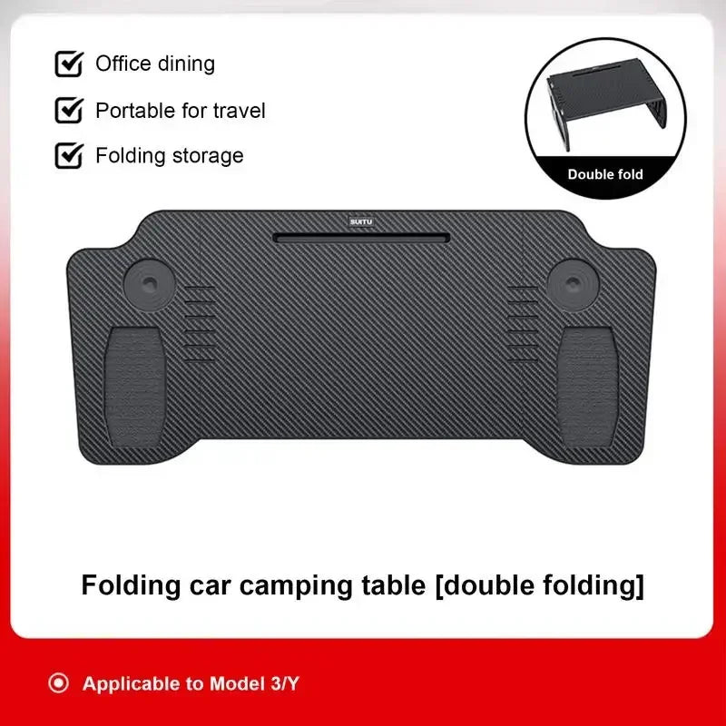 Foldable Car Laptop Desk Upgraded Tray Stand Compatible with Tesla Model 3/Y Steering Wheel Eating Table for Travel Work Camping
