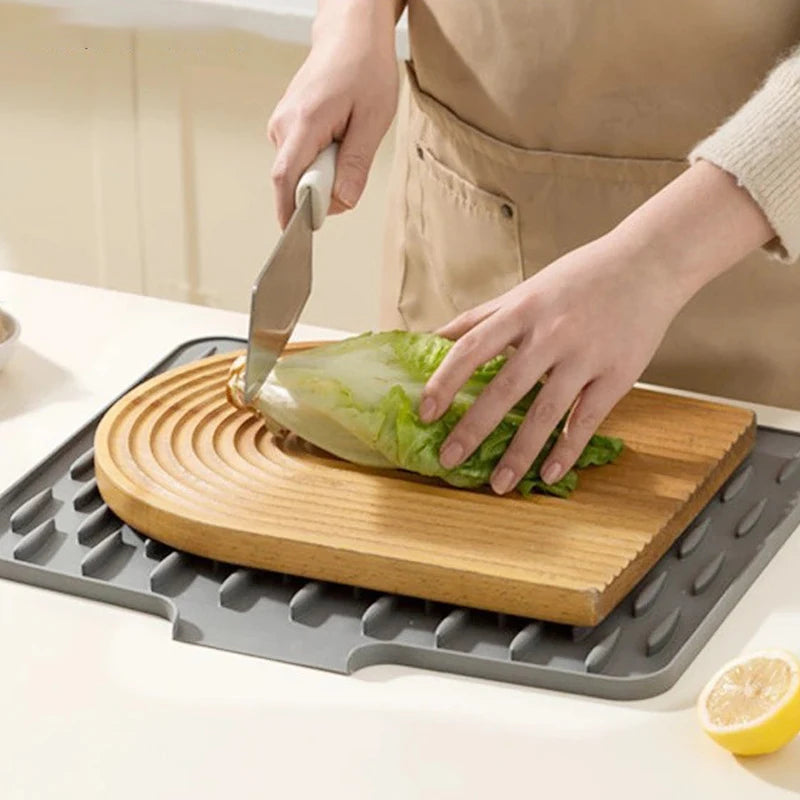 Silicone Drain Mat for Sink, Kitchen Fruit and Vegetable Dish Draining Drying Mat, Household Countertop Heat Insulation Mat