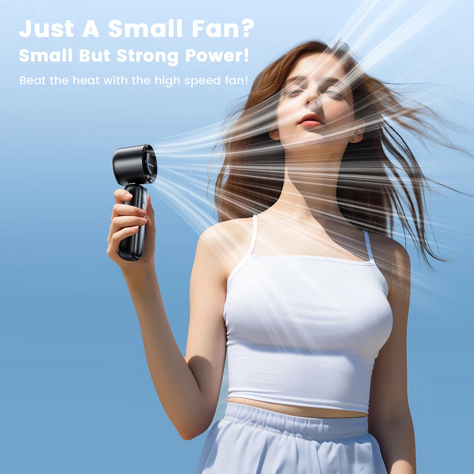 Portable Handheld Turbo Fan 5000mAh Rechargeable Fan With 6 Speeds Foldable Neck/Desk Fan With Digital Display Pocket Small Fans