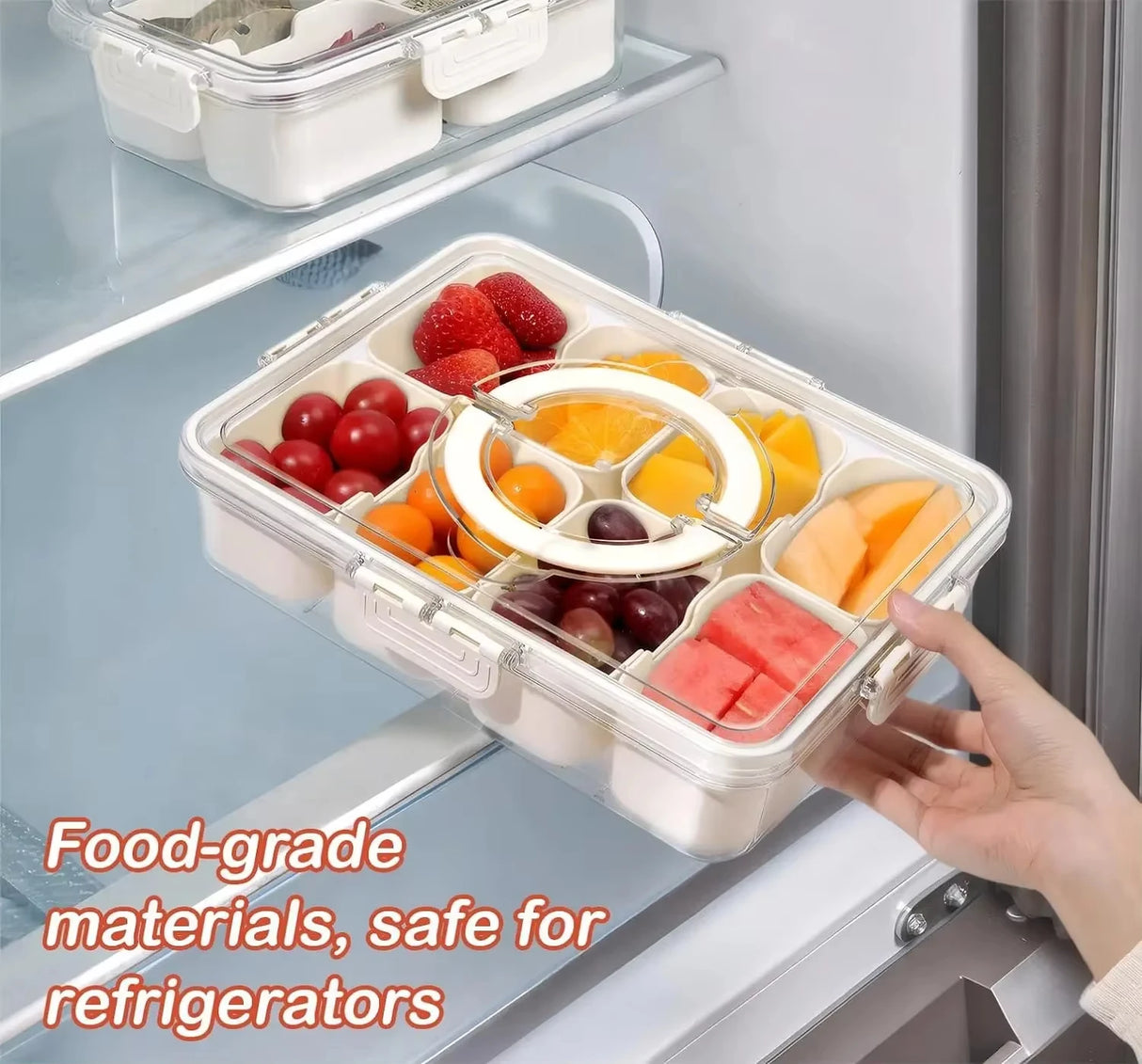 8 Grids Divided Serving Tray Storage Box Kitchen Portable Sub-format Seasoning Separator Box Fresh-keeping Snack Fruits Food Box