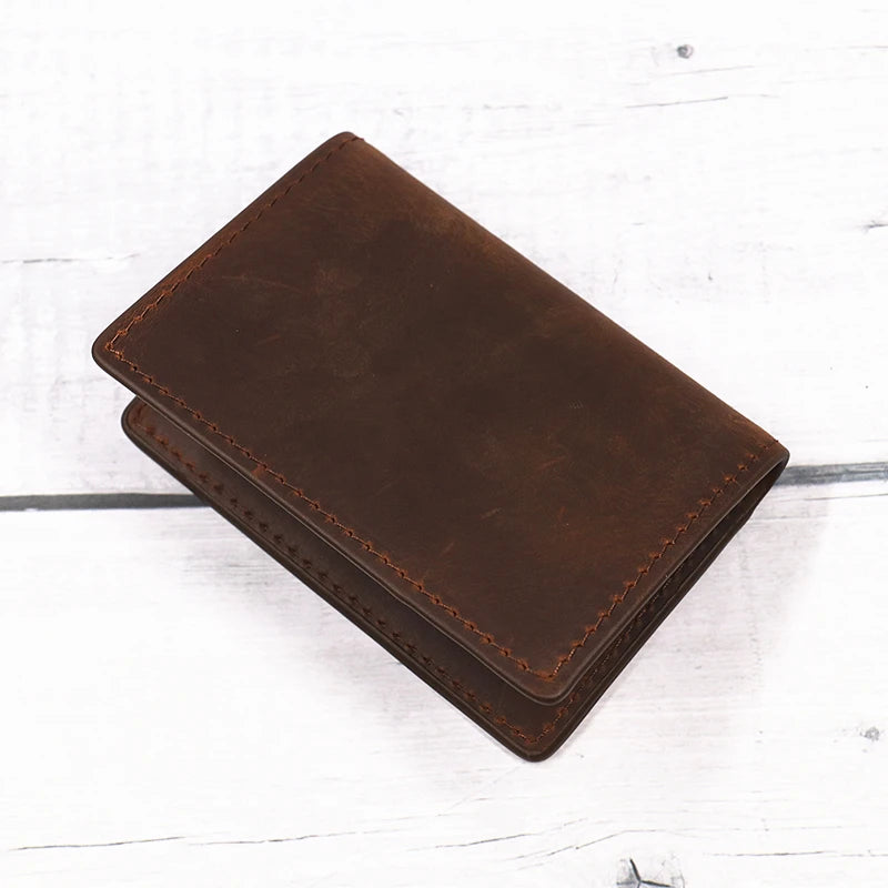 Genuine Leather Bat ID Wallet For Men Short Slim Bifold Card Holder Wallet With Cutout Superhero Mask Face Eyes Gift For Fans