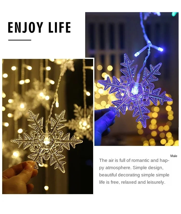 Solar Snowflake Lights Outdoor for Xmas Garden Patio Party Home Holiday New Year Celebration Decor