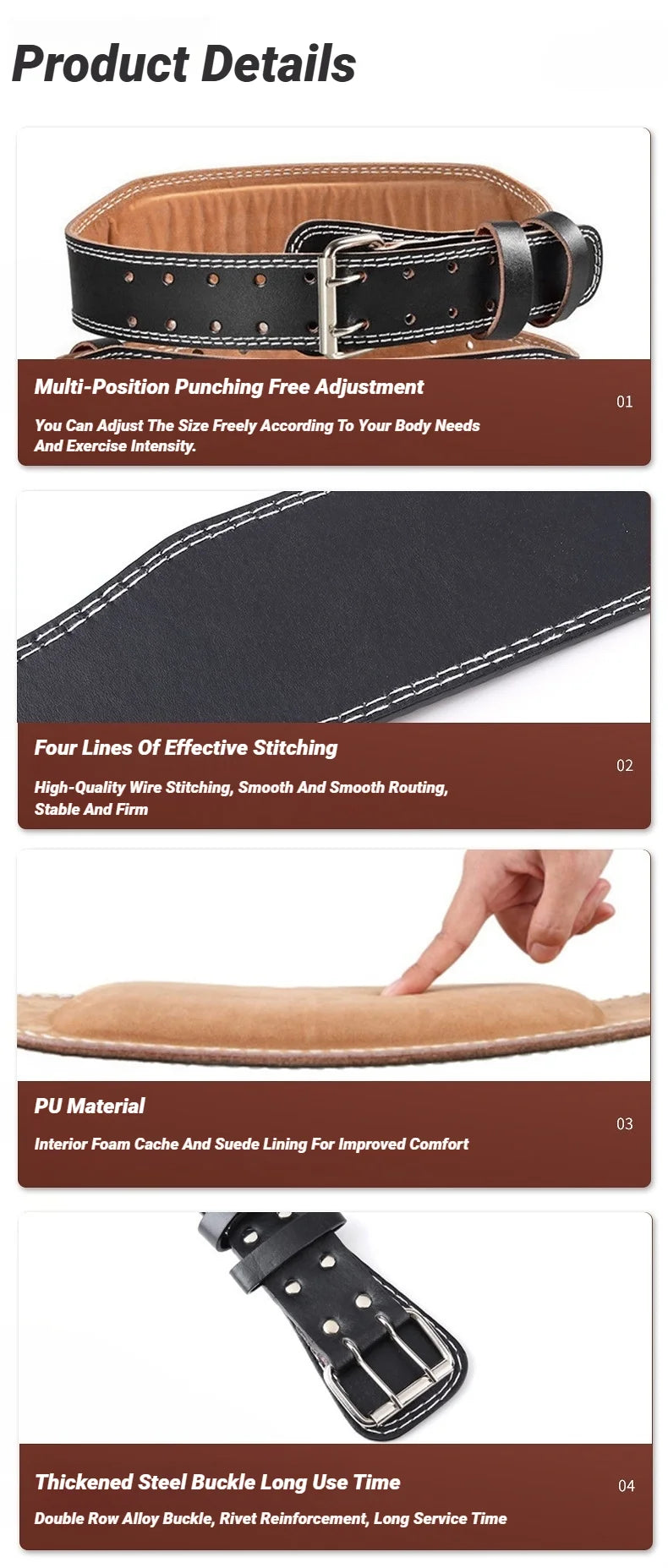 Professional Waist Support Sports Safety Belt Protection Fitness Deep Squat Weightlifting Training Cowhide Weightlift Deadlift